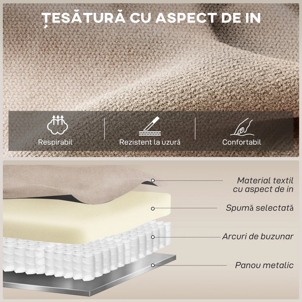 HOMCOM Fotoliu Rabatabil Manual cu Pernă Groasă, Suport pentru Picioare, 85x93x105cm, Bej | Aosom Romania