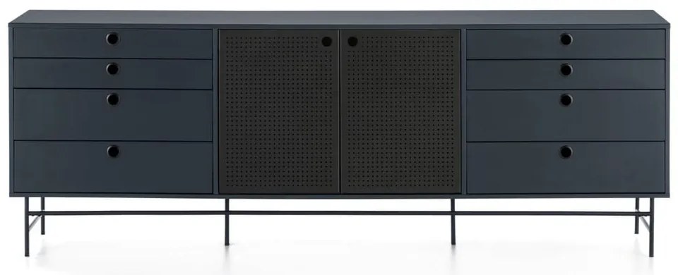 Comodă Teulat Punto, lungime 212 cm, negru-albastru