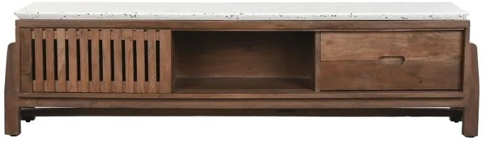Comoda TV, natur, din lemn de acacia si blat din terrazzo, Brione