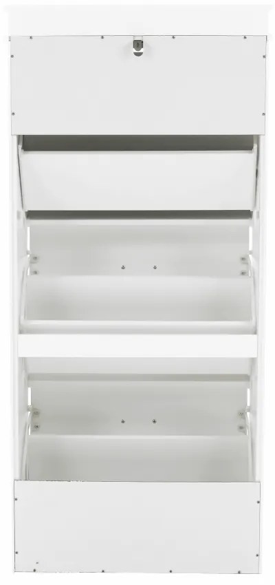 Pantofar, 3 compartimente, alb, mdf alb