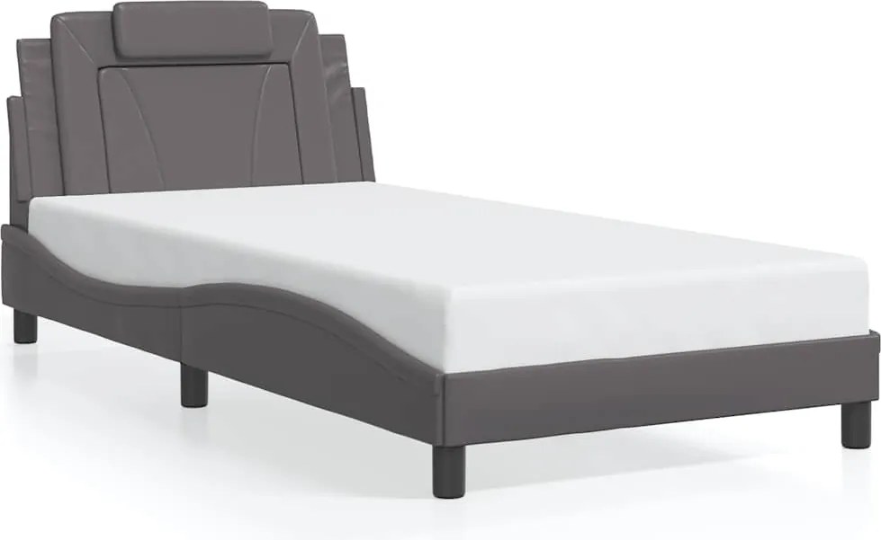 vidaXL Cadru de pat, Viana, fără saltea, gri, 100x200 cm, piele ecologică