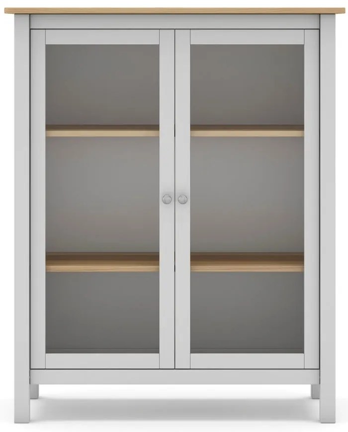 Vitrină alb/natural din lemn de pin 90x110 cm Misti – Marckeric