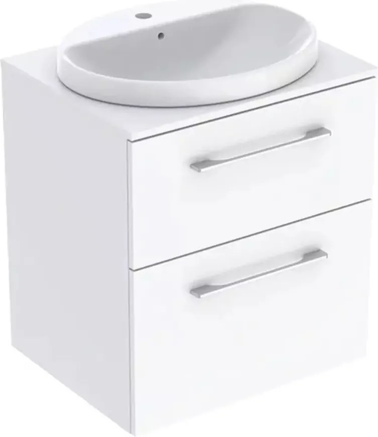 Set dulap baza suspendat Geberit Selnova Square alb lucios 2 sertare si lavoar 60 cm