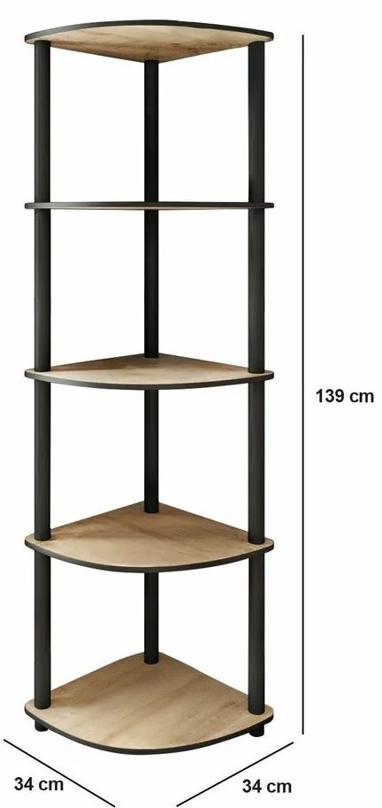 Raft Corner Oak, 5 etajere