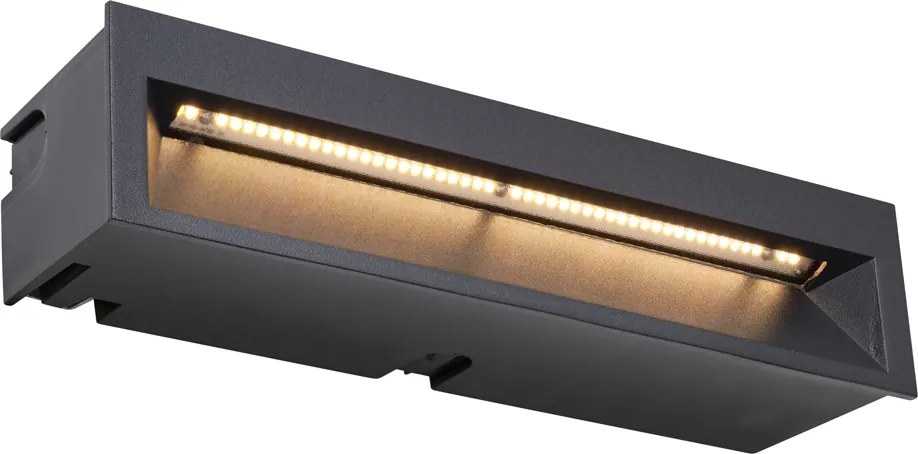 Set de 6 Aplice de perete încastrate moderne Negre 28 cm cu LED inclus IP65 - Mert
