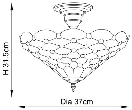 Endon 64300 - Lustră aplicată Tiffany PEARL 3xE27/60W/230V Ø 37 cm