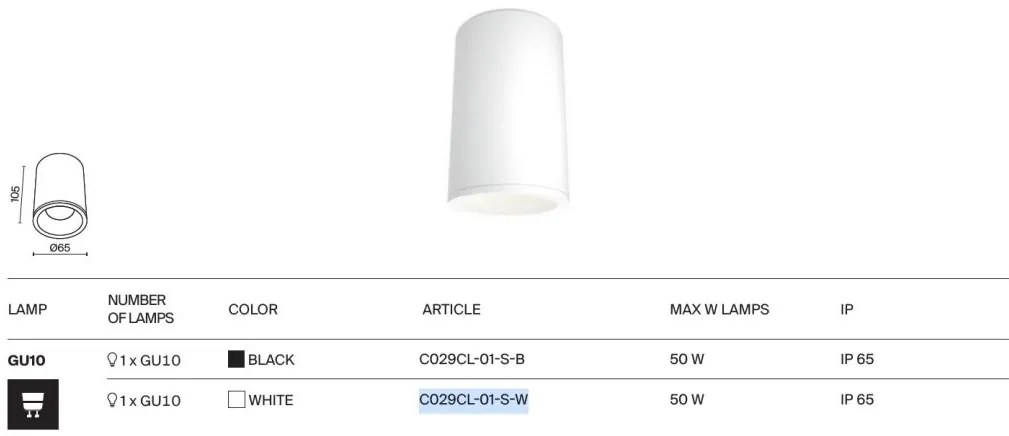 Spot aplicat, plafoniera pentru baie design modern IP65 Zoom alb 6,5cm