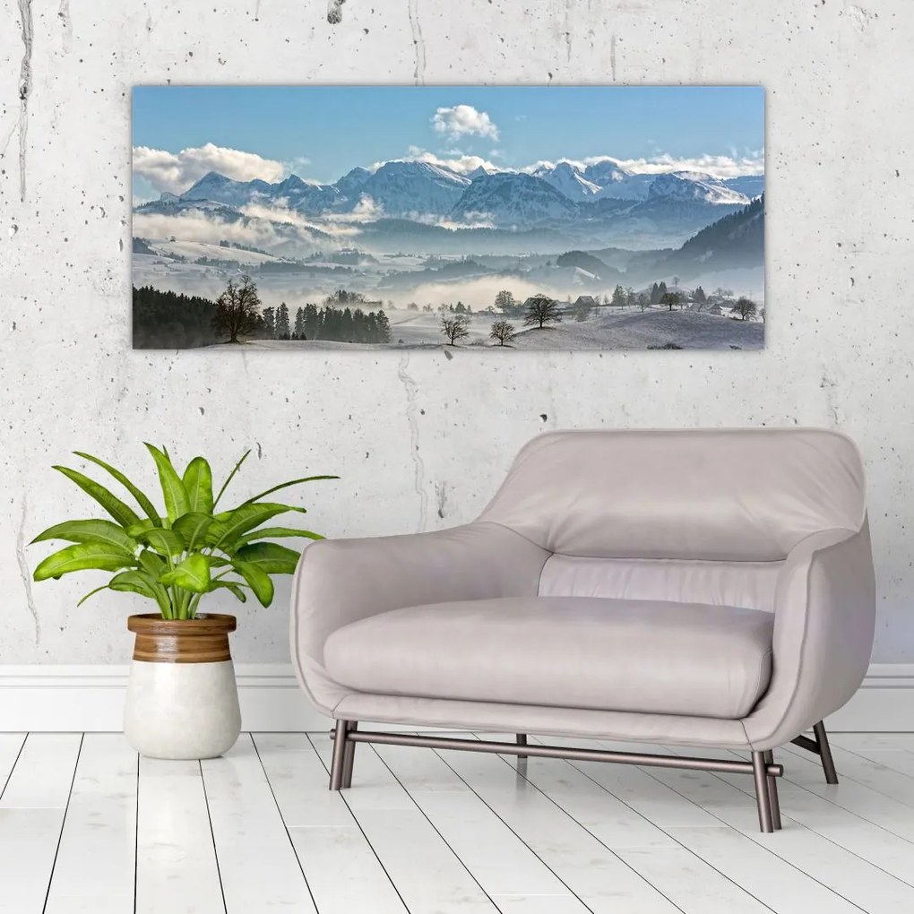 Tablou cu munții înzăpeziți (120x50 cm)