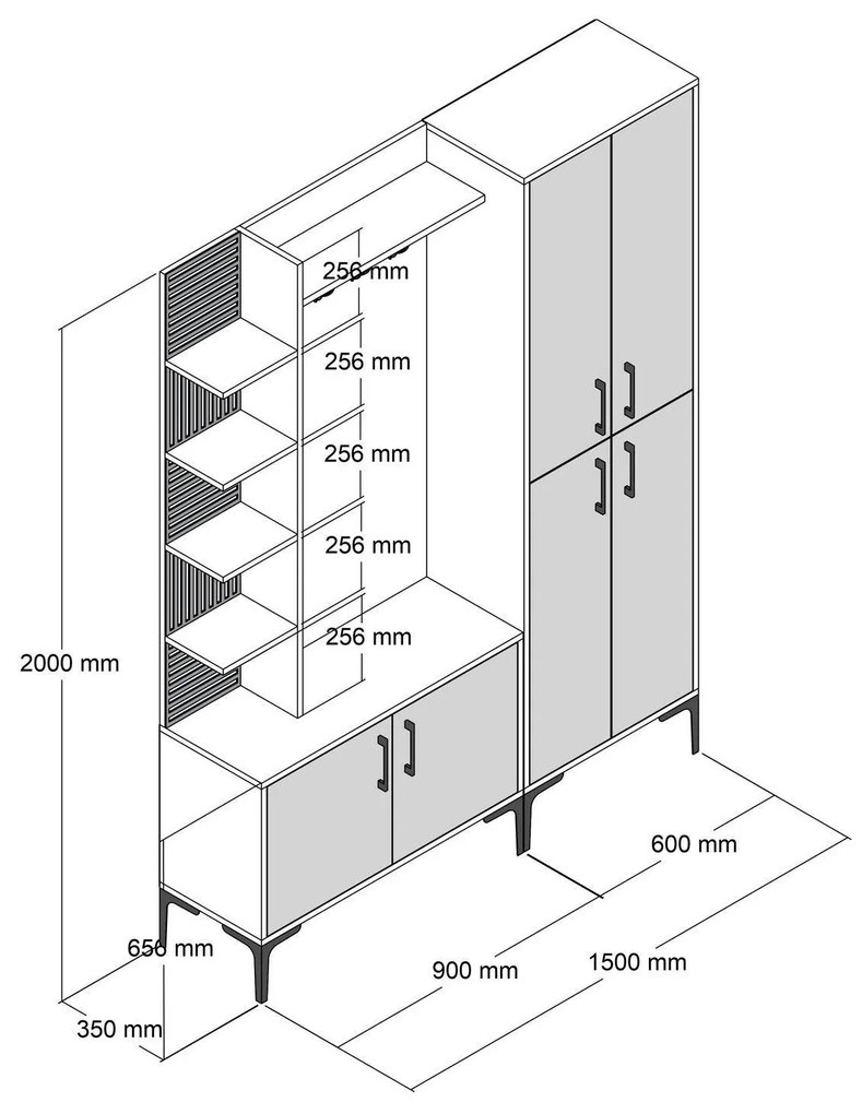 Cuier cu pantofar Casamob Hall Stand, Nuc, 150 x 200 x 35 cm