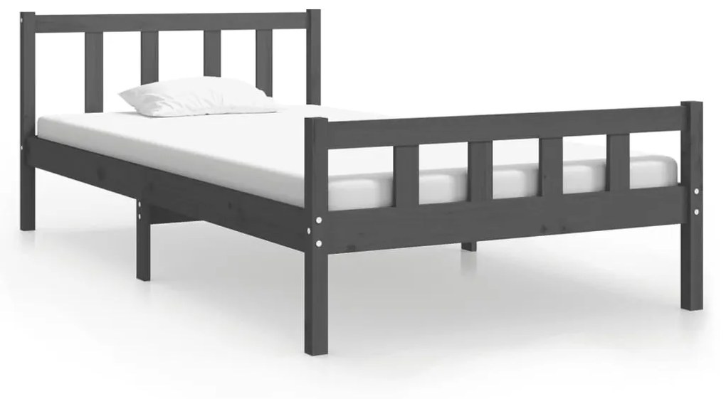 810666 vidaXL Cadru de pat, gri, 90x200 cm, lemn masiv