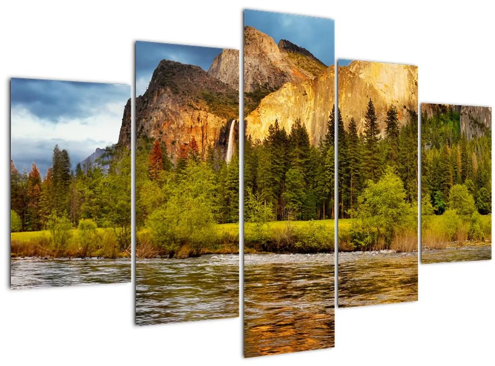 Tablou - Stânci lăngă lac (150x105 cm)