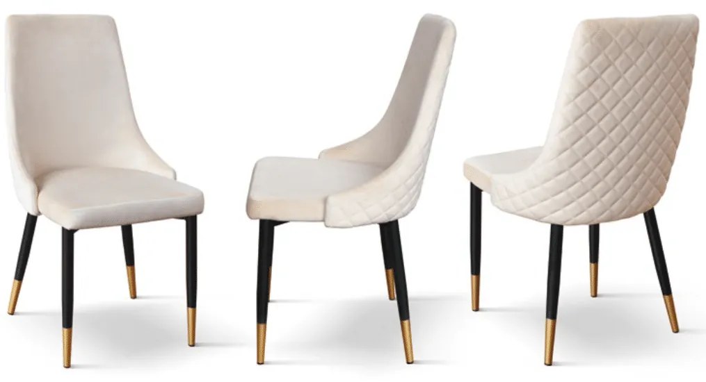 SET 4 Scaune Oro, structura metalica, catifea - BEJ