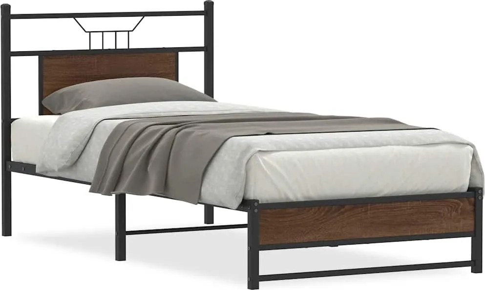 vidaXL Cadru pat fără saltea stejar maro, 90x190 cm, lemn prelucrat