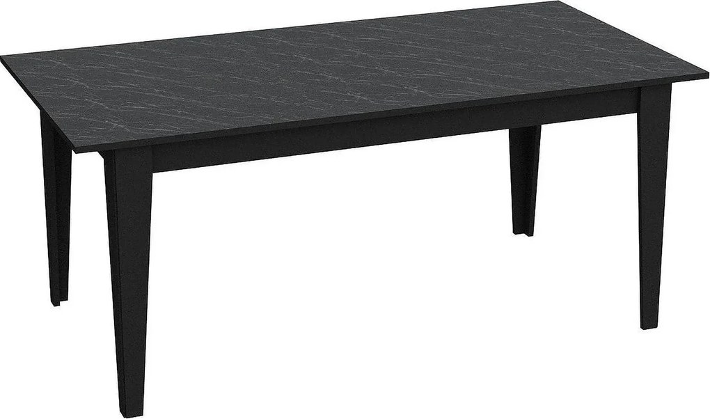 Masa POLK, negru cu efect de marmura, PAL melaminat, 180x90x77 cm