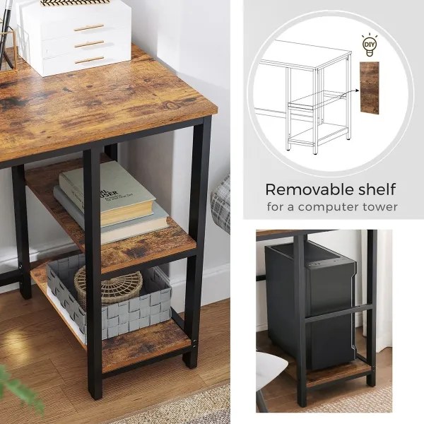 Birou colțar SOLEA maro/negru