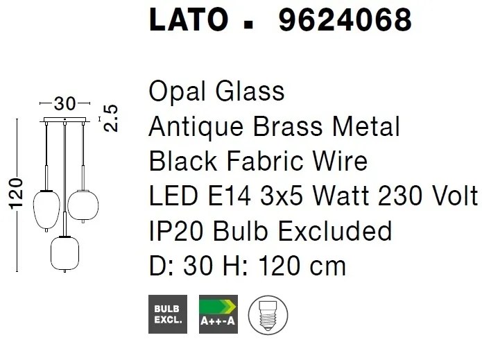 Lustra cu 3 pendule, design modern Lato