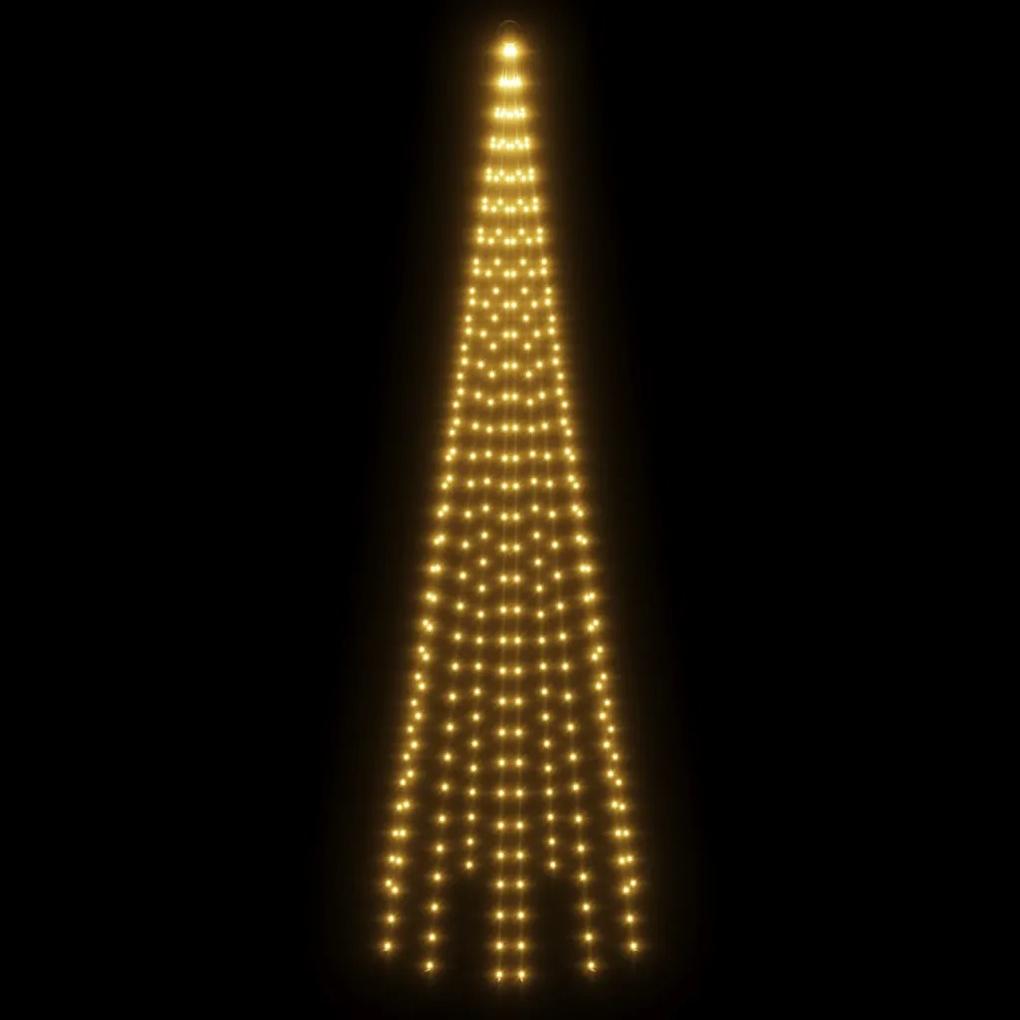 Brad de Craciun pe catarg, 310 LED-uri, alb cald, 300 cm Alb cald, 300 x 100 cm, Becuri LED in forma dreapta, 1