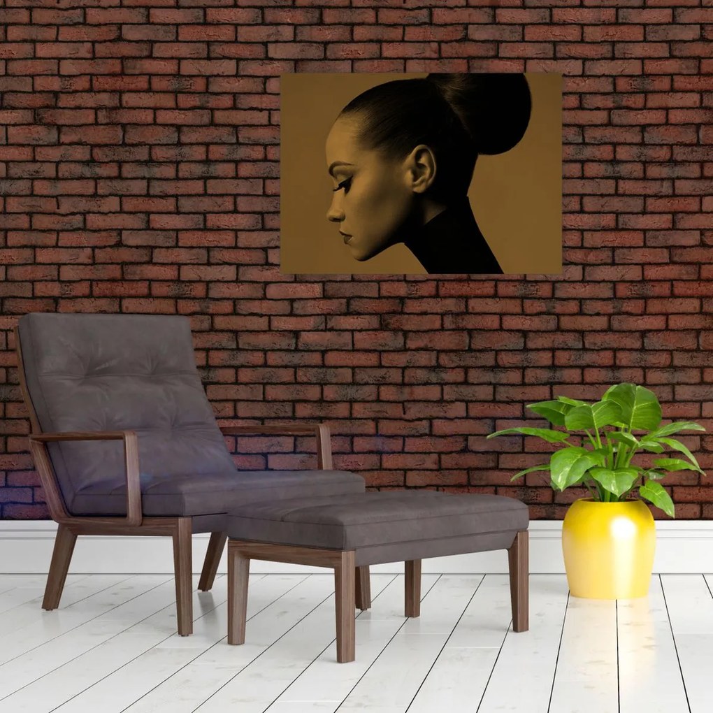 Tablou pe sticlă - Femeie în profil (70x50 cm)