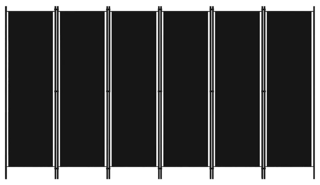 320730 vidaXL Paravan de cameră cu 6 panouri, negru, 300 x 180 cm
