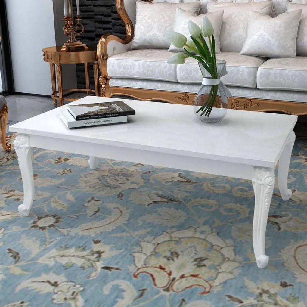 243381 vidaXL Măsuță de cafea, alb extralucios, 115x65x42 cm