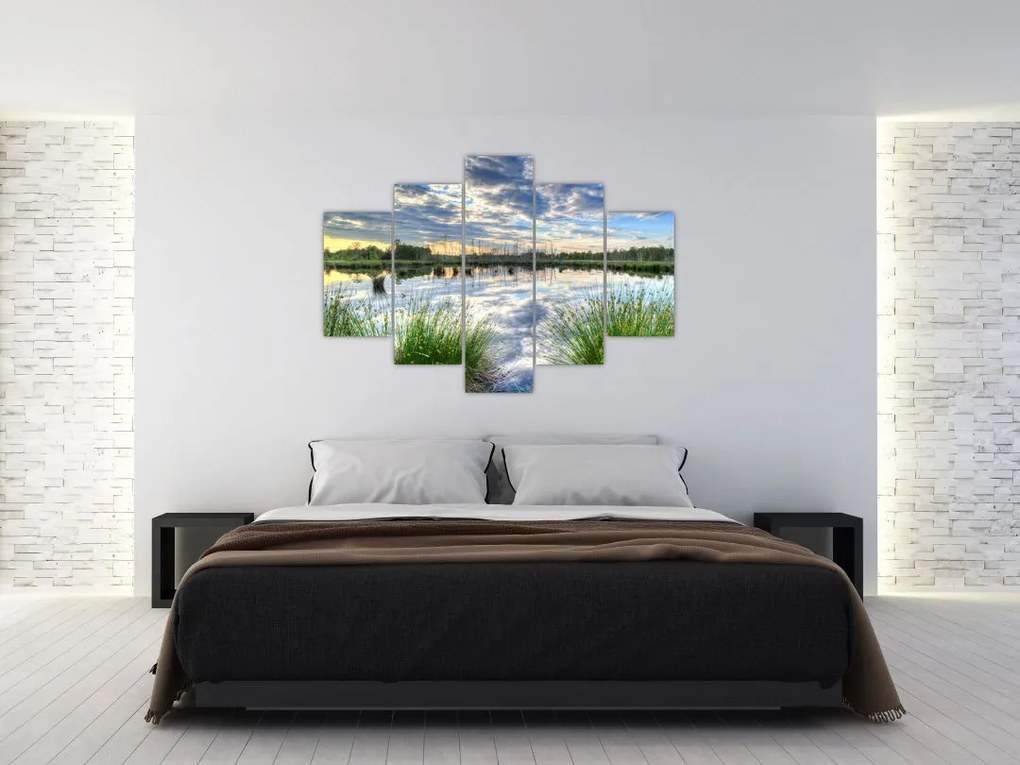Tablou cu lac și trestie (150x105 cm)