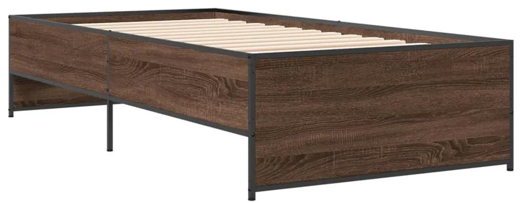 845250 vidaXL Cadru de pat, stejar maro, 90x190 cm, lemn prelucrat și metal