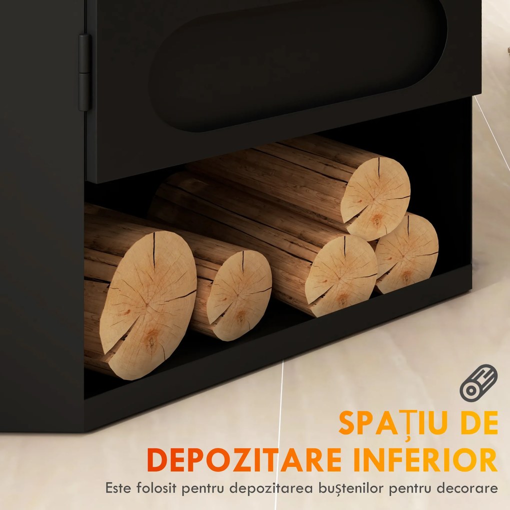 HOMCOM Șemineu pe Bioetanol Autoportant, Bioșemineu cu Arzător de 1,2L pentru 3 Ore Durată de Ardere, 43x25x68 cm, Negru | Aosom Romania