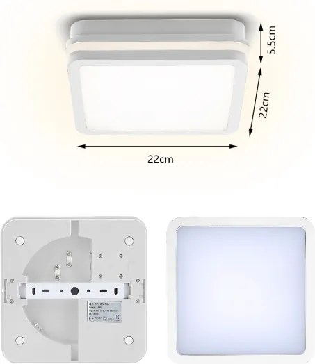 Brilagi - Corp de iluminat LED de exterior cu senzor BENE, 18 W, 230 V, 22 x 22 cm, alb, IP54