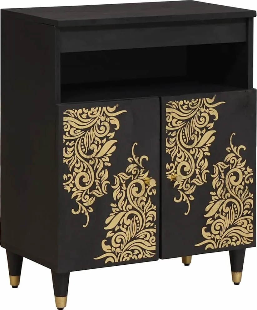 vidaXL Bufet cu raft cu ușă Negru 60 x 33 x 75 cm Lemn de mango solid