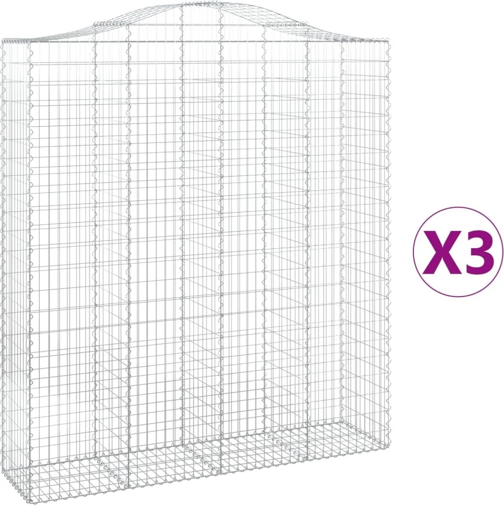 vidaXL Coșuri gabion arcuite, 3 buc, 200x50x220/240cm, fier galvanizat