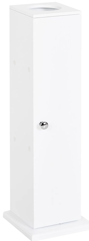 HOMCOM Mobilier de Baño Estrecho cu Orificiu pentru Hârtie Igienică și Rafturi Stil Modern 19,5x19,5x65 cm Alb | Aosom Romania