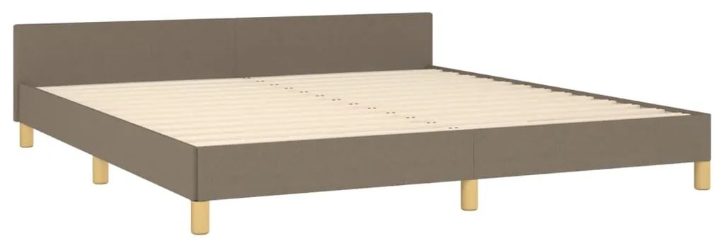 Cadru de pat cu tablie, gri taupe, 180x200 cm, textil Gri taupe, 180 x 200 cm, Cu blocuri patrate
