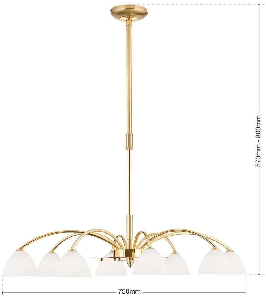 Candelabru 8 brate elegant design modern OPALDESIGN, auriu mat
