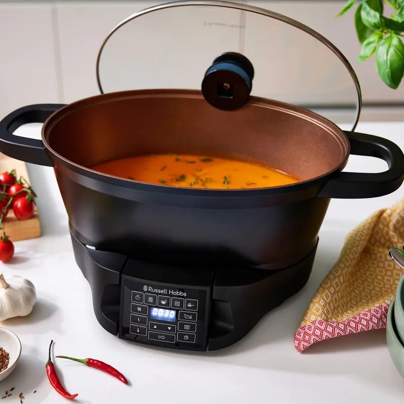 Multicooker Russell Hobbs Good-to-Go 28270-56, 750W, 6.5L, 8 programe, Timer, Manere reci, 59% mai eficient energetic, Usor de curatat, Negru
