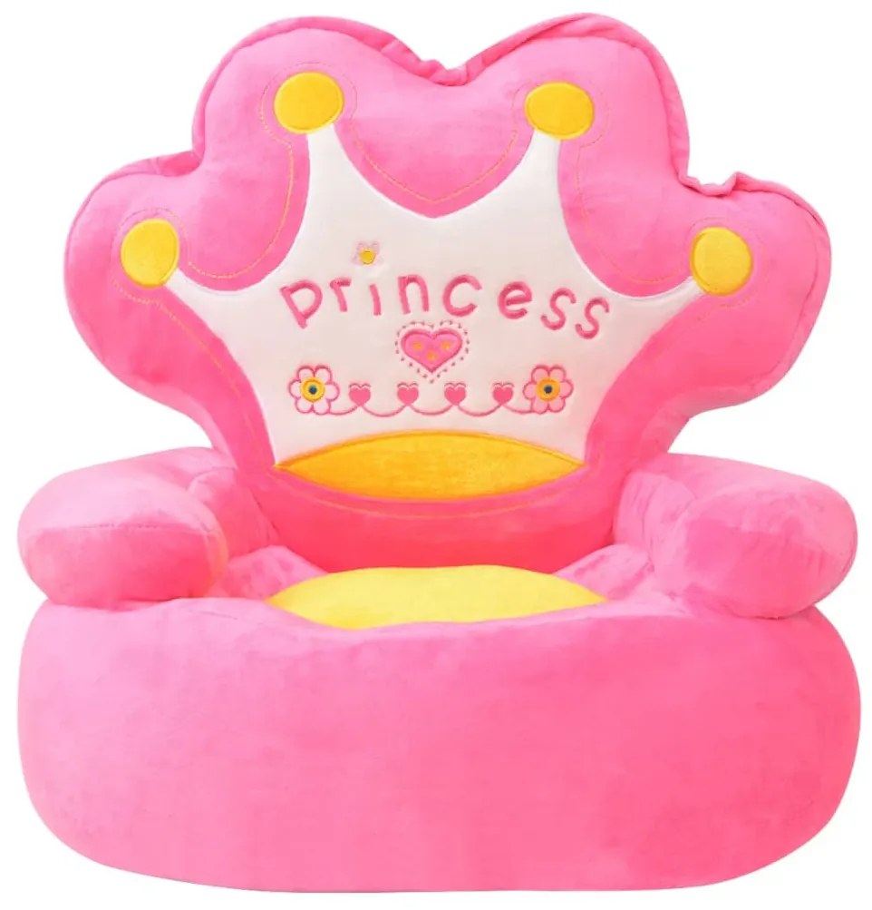 80158 vidaXL Scaun din pluș pentru copii, Princess, roz
