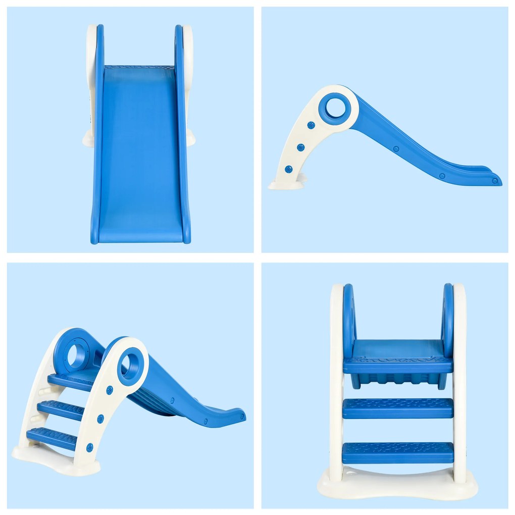 HOMCOM Toboggan Copil Pliabil 3 pana la 6 Ani Utilizare interior exterior dim. 120L x 50l x 56H cm HDPE Albastru | Aosom Romania