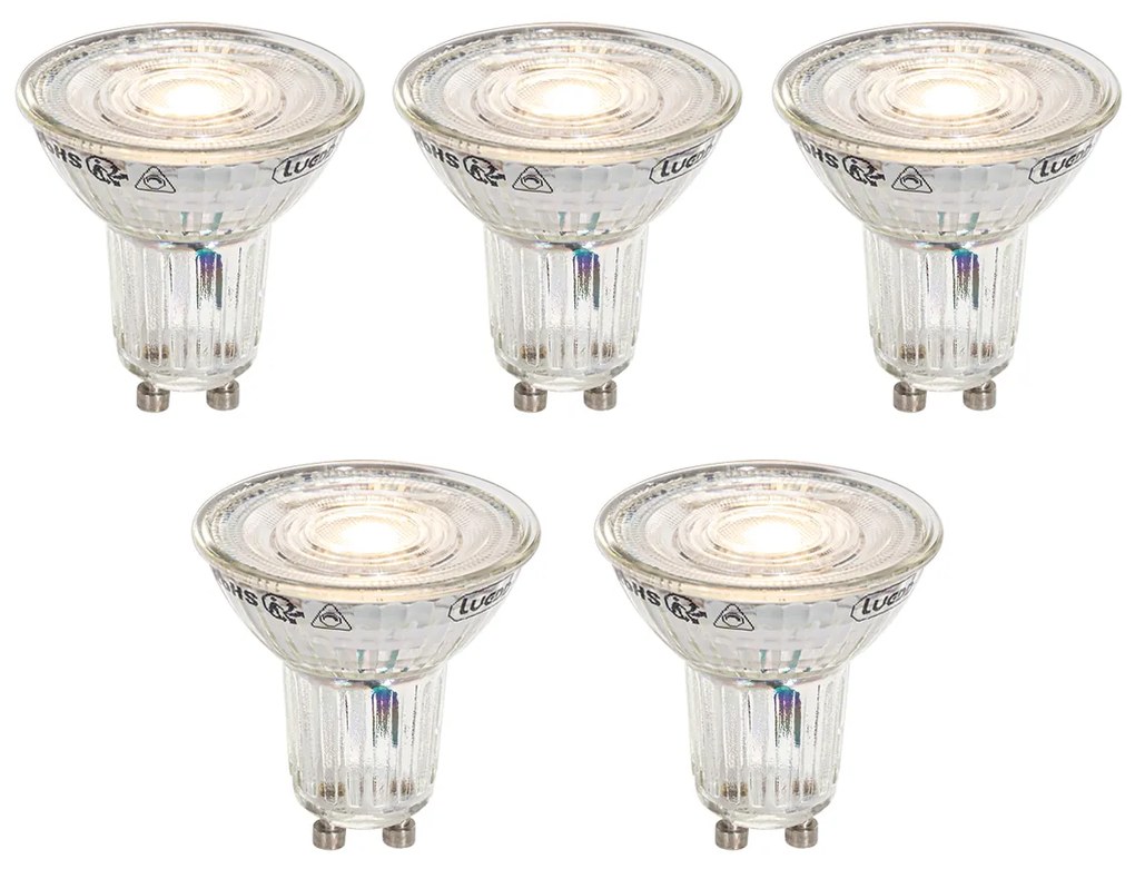 Set de 5 becuri LED GU10 50mm reglabile în Kelvin, clare, 4,9W, 400 lm, 2200-3000K