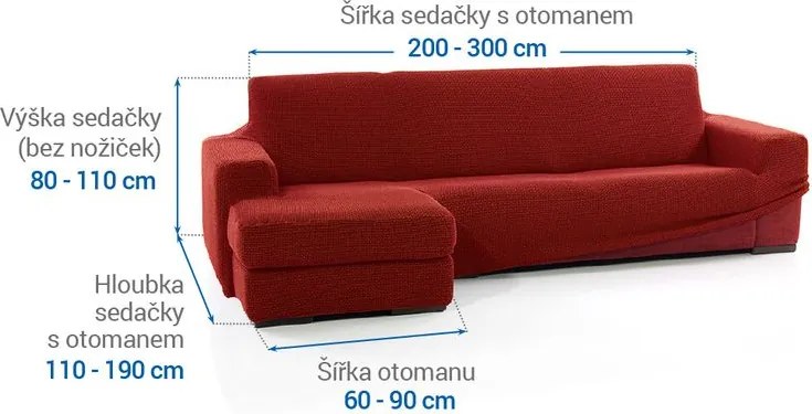 Nueva Textura Huse care se întind foarte bine NIAGARA cărămizii canapea cu otoman stânga (l. 200 - 300 cm)
