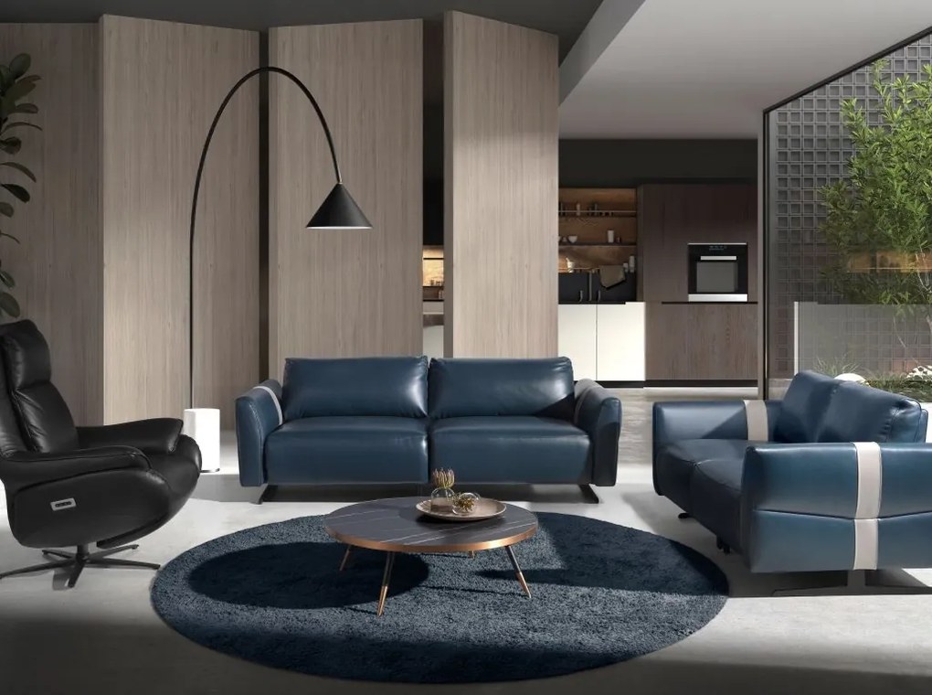 Fotoliu design LUX cu functia relax Cowhide Black leather