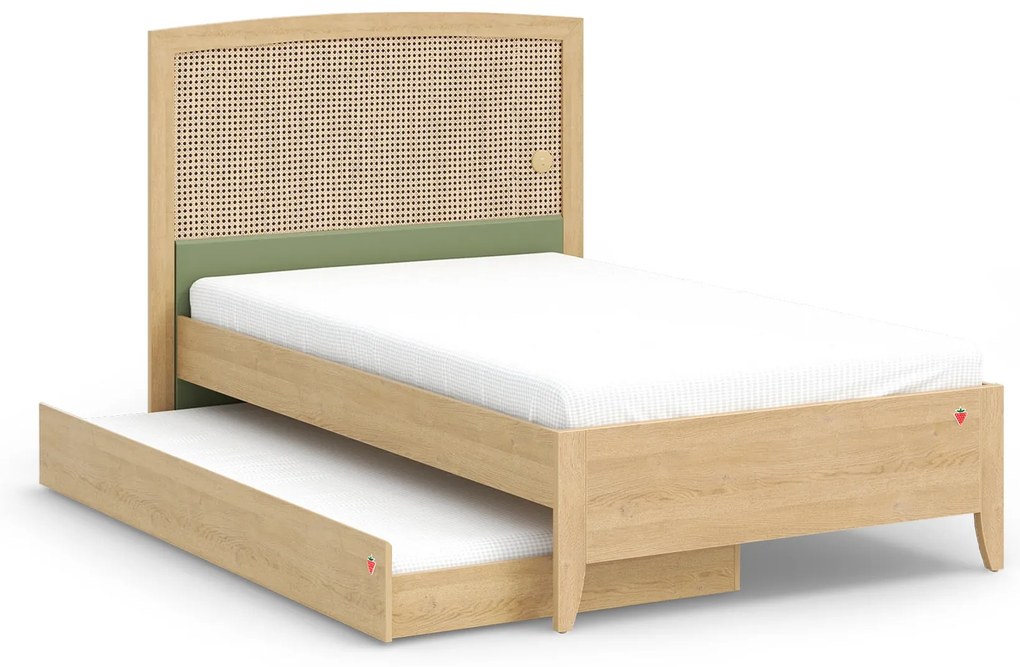 Pat cu tablie USB, cu spatiu suplimentar inclus, Colectia Loof (100x200 cm)