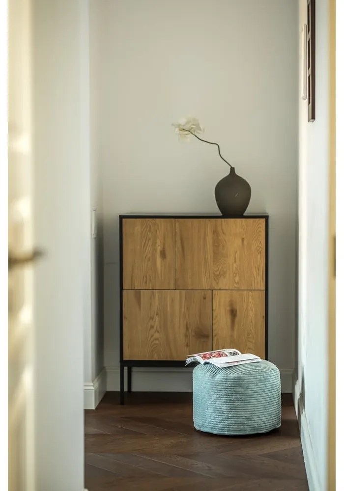 Fotoliu bean bag verde mentă cu tapițerie din catifea reiată Mini – SLOWDOWN