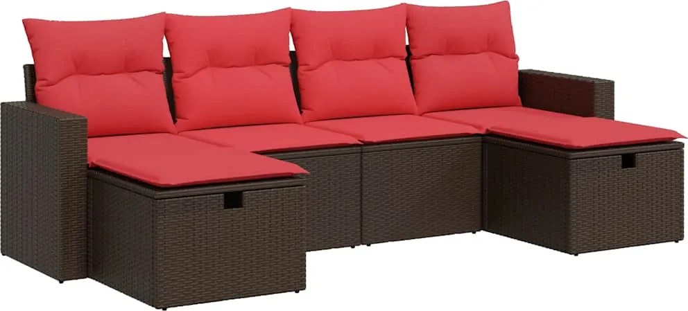 vidaXL Set canapele de grădină cu perne, 6 piese, maro, poliratan