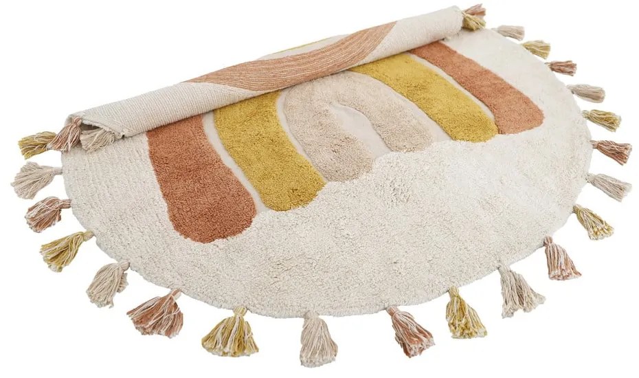 Covor pentru copii cărămiziu crem lavabil țesut manual din bumbac ø110 cm Rainbow Toffee – Nattiot