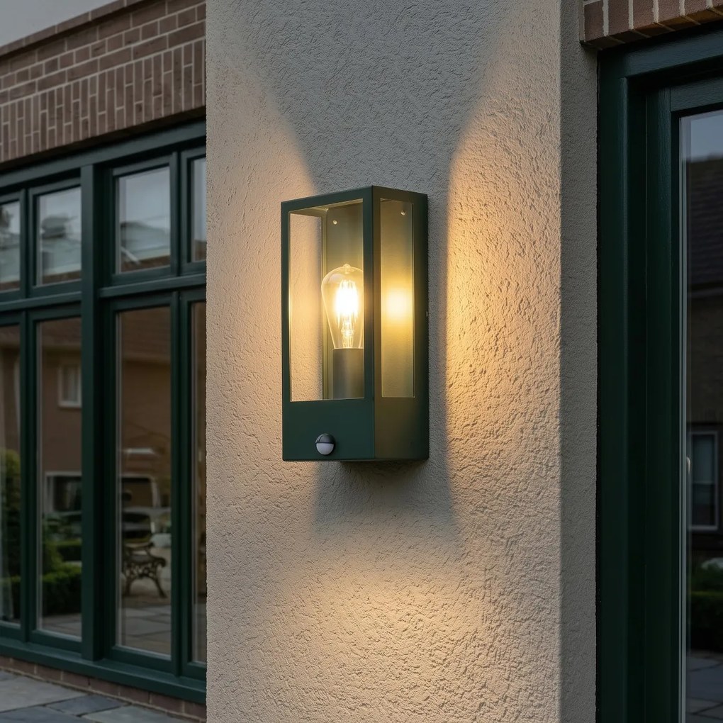Lampă de perete exterioară verde închis cu senzor de mișcare IP44 - Rotterdam