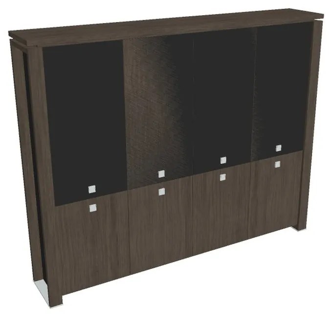 Dulap înalt Verno+ S 260 x 46 x 210 cm, uși combinate, stejar antracit / negru