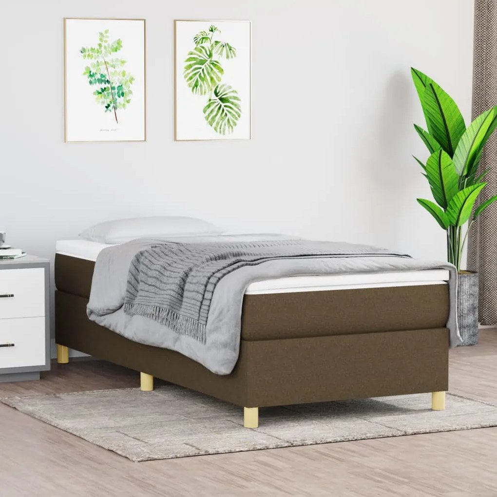 3120932 vidaXL Cadru de pat box spring, maro închis, 90x200 cm, textil