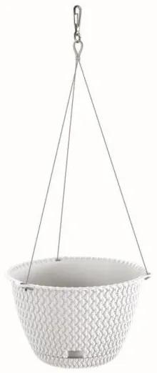 Ghiveci decorativ cu lant, rotund,​​​​​​​ alb, 23x14.5 cm, Splofy WS 