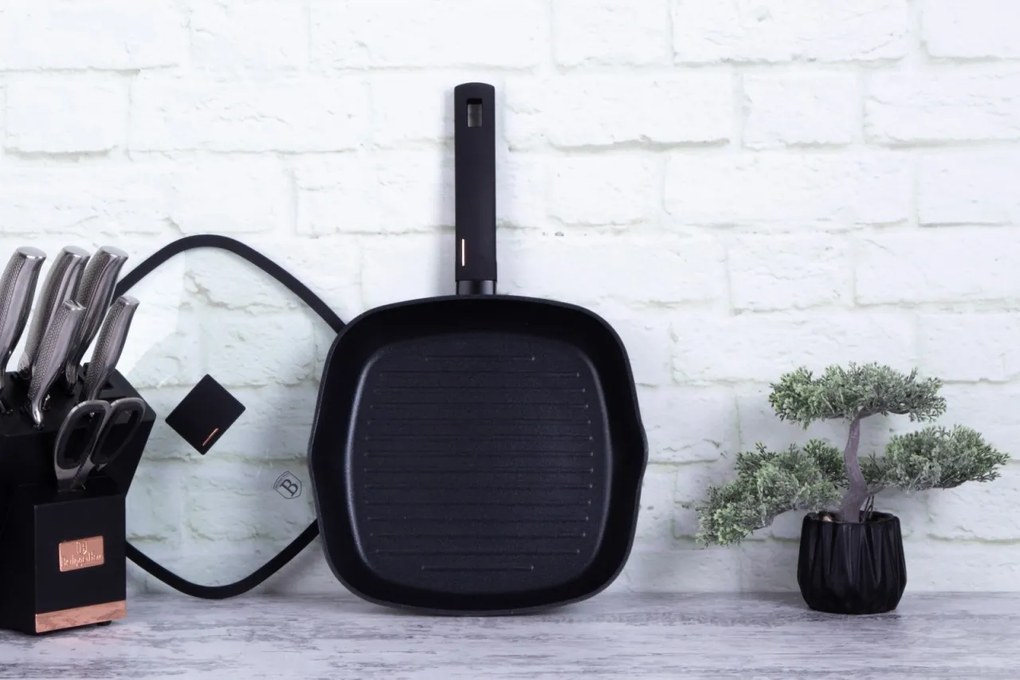 RESIGILAT - Tigaie grill cu capac 28 cm antiaderenta cu titan Monaco Collection Berlinger Haus BH 7093