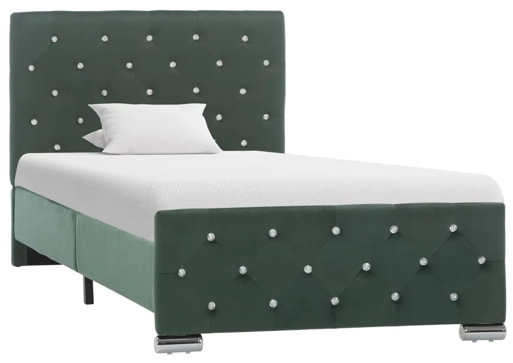 286811 vidaXL Cadru de pat, verde închis, 90 x 200 cm, material textil