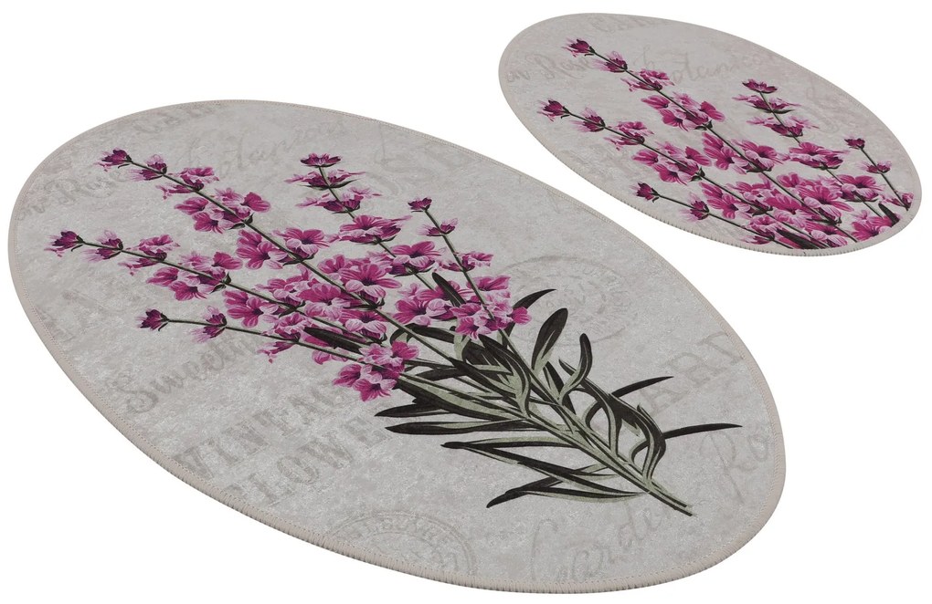 Set 2 covorase baie Lavender haaus Djt, Multicolor, 100% poliester, 50 x 60 cm / 60 x 100 cm